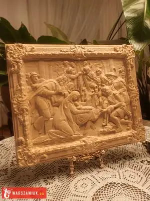Dekoracyjny panel„Pokłon Pasterzy–Betlejemska Noc”Relief, płaskorzeźba - DEALLO.PL