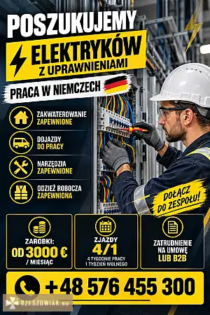Poszukujemy doświadczonych elektryków z uprawnieniami do pracy przy projektach na terenie Niemiec. - DEALLO.PL