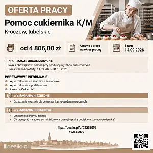 [ePraca] Pomoc cukiernika K/M - DEALLO.PL