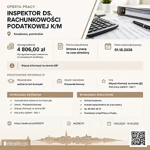 [epraca] inspektor ds. Rachunkowości podatkowej k/m - DEALLO.PL