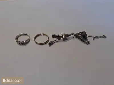 [elicytacje] ii licytacja - biżuteria: obrączka srebrna, obrączka złota, przecięta figurka lwa srebr - DEALLO.PL