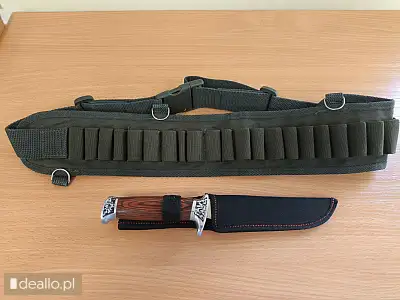 [eLicytacje] II licytacja - Nóż myśliwski Kandar z etui w zestawie z pasem myśliwskim na amunicję - DEALLO.PL