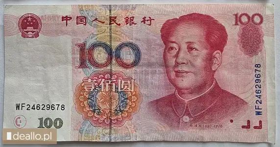 [eLicytacje] II licytacja -  Banknot 100 Yuan Chiny 1999 r - DEALLO.PL