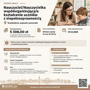 [ePraca] Nauczyciel/Nauczycielka współorganizujący/a kształcenie uczniów z niepełnosprawnością - DEALLO.PL